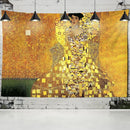 GobekUsa Gold Kiss Oil Painting Tapestry Wall Hanging Art Blanket