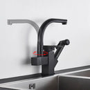 GobekUsa Dual Spout Black Kitchen Faucet with Pull Out Spray Mixer