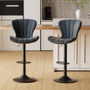 Swivel Bar Stools Set of 2 — Adjustable Counter Height with Fabric Seat & Footrest