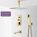 GobekUsa Gold 12" Digital Display Rainfall Shower Faucet with Single Lever Control