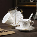 GobekUsa Gold Wave Bone China Tea Cup Set 200ml High-grade Porcelain Drinkware