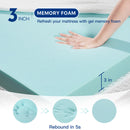 Cooling Mattress Topper with Anti-Slip Straps — Breathable Polyester Fiber, White