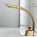 GobekUsa Brushed Gold Basin Faucet: Single Handle Waterfall Mixer Tap for Bathroom