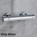 GobekUsa Black/Chrome Brass Thermostatic Shower Set with Wall Mount - Bathroom Accessories
