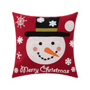 GobekUsa Christmas Embroidered Cushion Cover 45x45cm - Red Green Santa Snowflake Deer Snowman