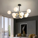 GobekUsa Glass Ball LED Chandelier: Retro Round Wrought Iron Indoor Lighting for Kitchen, Living Room, Farmhouse