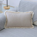 GobekUsa Boho Style Tassel Pillow Cover Set for Sofa Bed, Beige Grey Blue Yellow