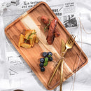 GobekUsa Acacia Wood Breakfast Tray - Rectangular Fruit Plate with Wooden Cutlery