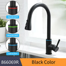 GobekUsa LED Single Hole Kitchen Faucet with Pull Out Spout and Stream Sprayer
