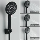 GobekUsa Black/Chrome Brass Thermostatic Shower Set with Wall Mount - Bathroom Accessories