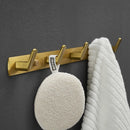 GobekUsa Brushed Gold Aluminum Robe Hooks Set for Bathroom and Kitchen