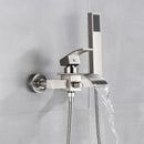 GobekUsa Black Wall Mount Bathtub Shower Faucet with Waterfall Spout