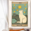 GobekUsa Cat Divination Tarot Card Tapestry Moon Phase Wall Hanging Décor