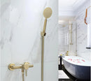 GobekUsa Brushed Gold Wall Mounted Shower Faucet Set for Bathroom with Hot and Cold Mixer