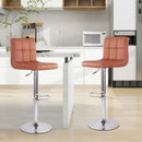 Modern PU Leather Adjustable Swivel Durable Light Weight Steady Barstools Hotel Use Iron Frame Upholstered Back Thickened (Set of 2)