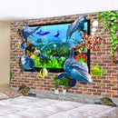 GobekUsa Dolphin Psychedelic Tapestry: Bohemian Underwater Wall Hanging for Home Decoration