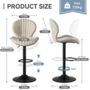 Swivel Bar Stools Set of 3 — Adjustable Height Fabric Counter Stools