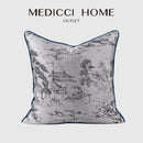 GobekUsa Asian Landscape Painting Jacquard Square Pillow Cover 45x45cm