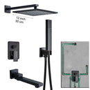 GobekUsa Black Brass Shower Faucet with 2-Way Mixer, Handshower and Rainfall Head