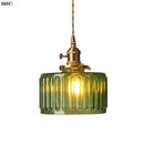 GobekUsa Green Glass Pendant Light Switch Bar Bedroom Copper Hanging Lamp