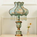 GobekUsa Green Resin Table Lamp: Retro Bedside Lamp for Bedroom Décor