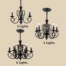 GobekUsa Black Wrought Iron Loft Chandelier for Living Room, Bar, Restaurant - Retro Industrial Style