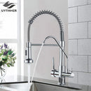 GobekUsa Black Dual Handle Kitchen Faucet with Water Purification Feature, 360° Rotation