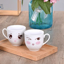 GobekUsa Cartoon Coffee Mug Set with Spoon, Porcelain Breakfast Cup, Couples Lover's Gifts