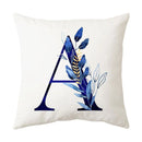 GobekUsa Blue Alphabet Flower Letter Pillowcase for Home Decor