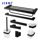 GobekUsa Black Matte Stainless Steel Bathroom Hardware Set: Paper Holder, Toothbrush Holder, Towel Bar & Accessories