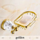 GobekUsa Golden Bath Hardware Set: TP Holder, Towel Rack, Tissue Holder, Cup Holder, Robe Hook