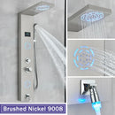 GobekUsa LCD Black LED Rainfall Shower Panel with 5 Massage Jets Wall Mount