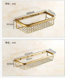 GobekUsa Gold Brass Bathroom Shelf with Soap Holder 30cm/45cm