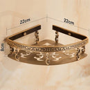 GobekUsa Aluminum Bathroom Corner Shelf - 40cm Length, Antique Finish, Shower Room Basket