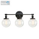 GobekUsa Black 3-Light Wall Sconce Bathroom Vanity Fixture with Round Glass Canopy