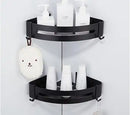 GobekUsa Black Aluminum Bathroom Corner Shelf Wall Mounted Soap Dish Holder
