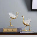 GobekUsa Golden Crane Copper Crystal Handmade Home Decor Craft