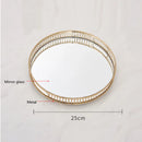 GobekUsa Elegant Gold Mirror Glass Storage Tray for Jewelry and Small Items