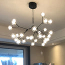 GobekUsa Glass Ball Firefly LED Tree Branch Chandelier Industrial Black Lighting