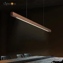 GobekUsa Black Walnut Log Strip Pendant Light for Dining Room, Office, and Bar