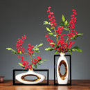 GobekUsa Chinese Style Ceramic Vase in Wooden Frame for Modern Home Decor