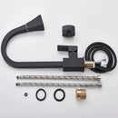 GobekUsa Black Kitchen Faucet Pull Out Mixer Square Single Handle Deck Mounted Tap