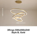 GobekUsa LED Chandelier Rings Pendant Light - Coffee Gold Dimmable Ceiling Lamp