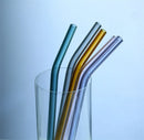 GobekUsa 6Pcs Colorful Glass Curved Juice Straws - Heat-resistant and Transparent