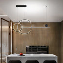 GobekUsa Linear Ring Chandelier | LED Kitchen Island Dining Room Lighting Fixtures