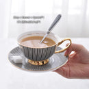 GobekUsa Elegant Gray Tea Cup Set: 200ml Porcelain Coffeeware with Gold Accents
