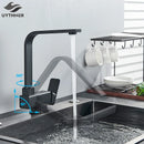 GobekUsa Black Kitchen Rotating Faucet | Foldable Single Handle Mixer Faucet