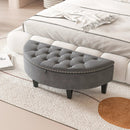 Half Moon Storage Bench with Rubber Wood Legs-Gray by LJGDeals