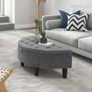 Half Moon Storage Bench with Rubber Wood Legs-Gray by LJGDeals