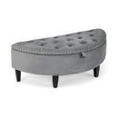 Half Moon Storage Bench with Rubber Wood Legs-Gray by LJGDeals